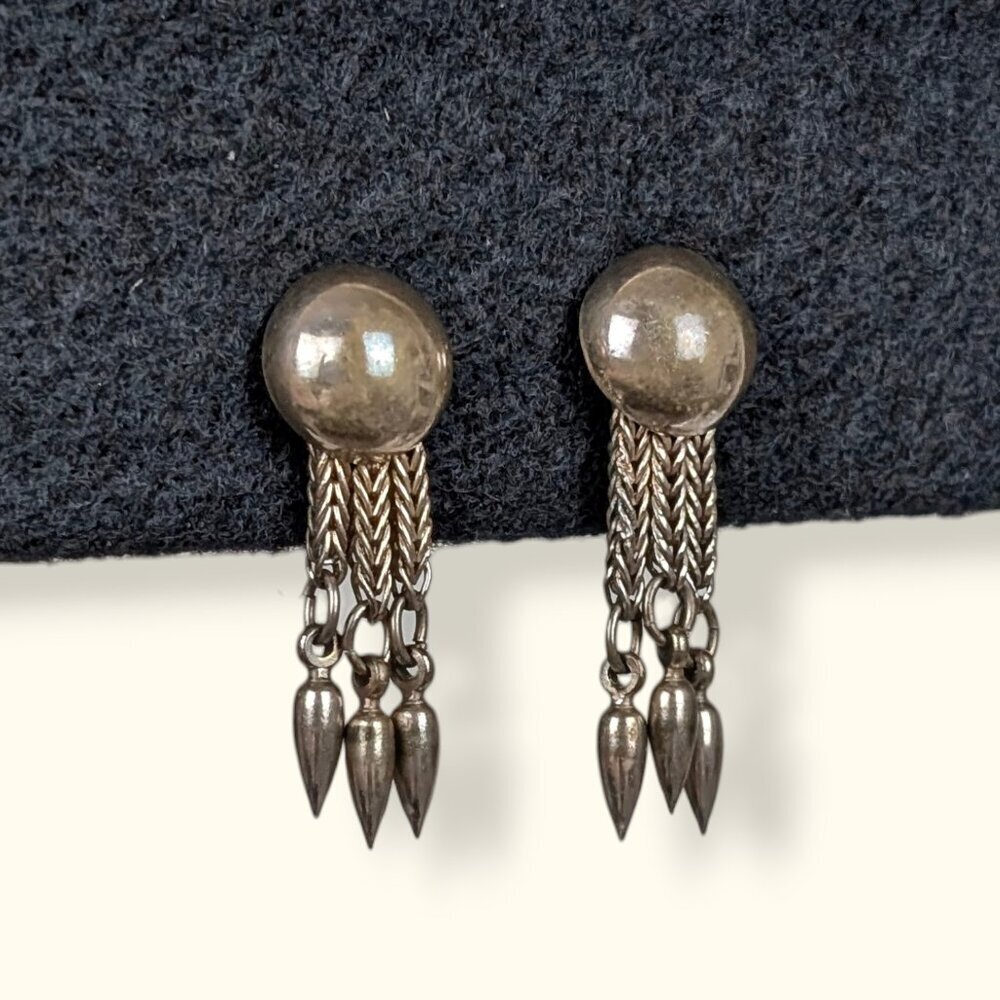 V. Brass Tone Dangling Point Earrings